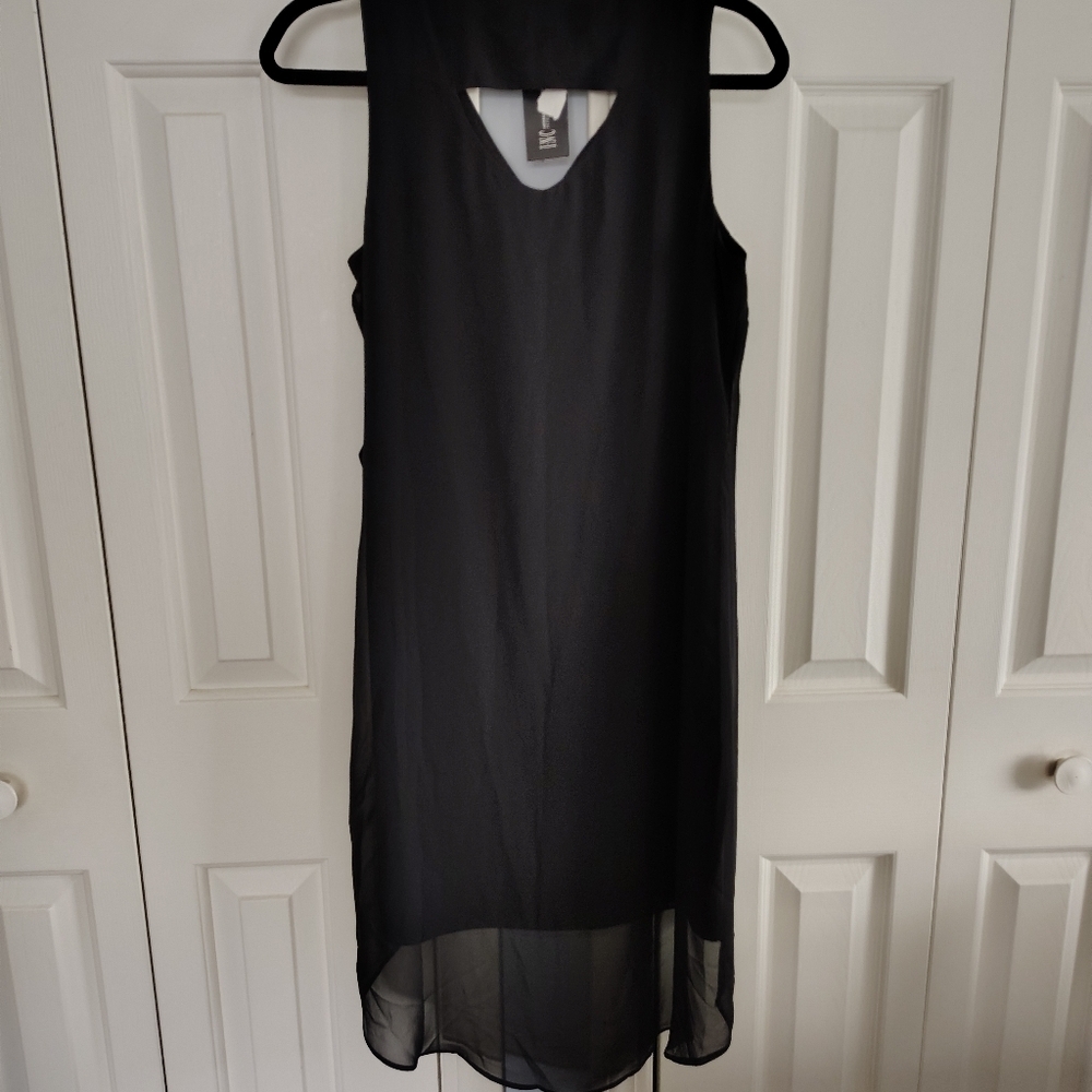 International Concepts INC Black V Neck Ruffle Dress Chiffon MP - Picture 8 of 14